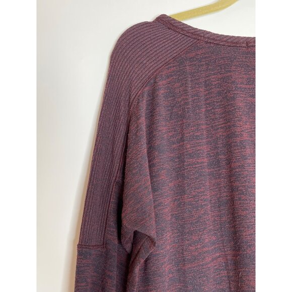 Rag & Bone Ribbed Shoulder Hem Round Neck‎ Long Sleeve Shirt Maroon Black Medium - Picture 8 of 8